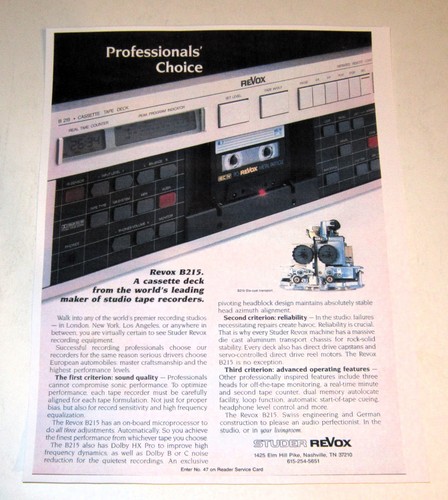 Pubblicità studer revox - studer,